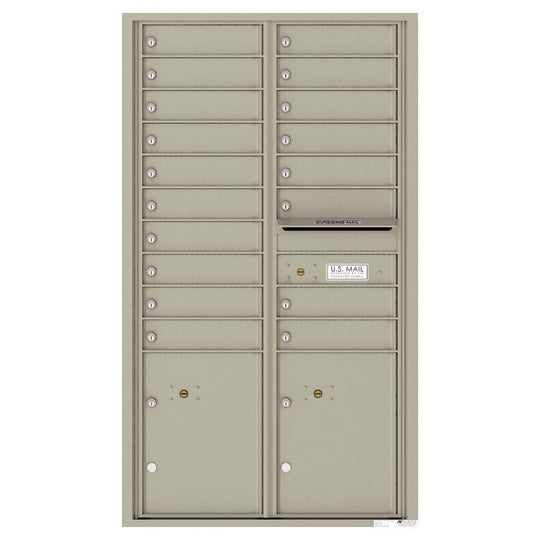 18 Tenant Doors with 2 Parcel Lockers and Outgoing Mail Compartment - 4C Wall Mount 15 - High Mailboxes - 4C15D - 18 - Select Commercial Mailboxes
