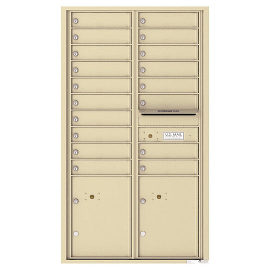 18 Tenant Doors with 2 Parcel Lockers and Outgoing Mail Compartment - 4C Wall Mount 15 - High Mailboxes - 4C15D - 18 - Select Commercial Mailboxes