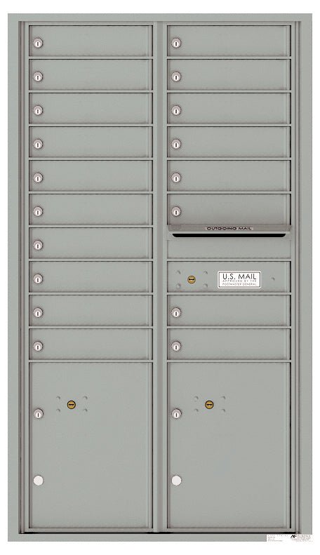 18 Tenant Doors with 2 Parcel Lockers and Outgoing Mail Compartment - 4C Wall Mount 15 - High Mailboxes - 4C15D - 18 - Select Commercial Mailboxes