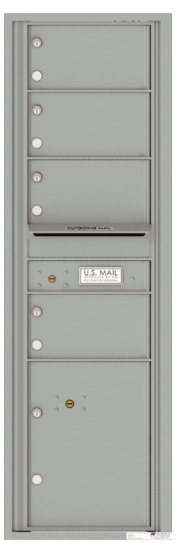 4 Oversized Tenant Doors with 1 Parcel Locker and Outgoing Mail Compartment - 4C Wall Mount 15 - High Mailboxes - 4C15S - 04 - Select Commercial Mailboxes
