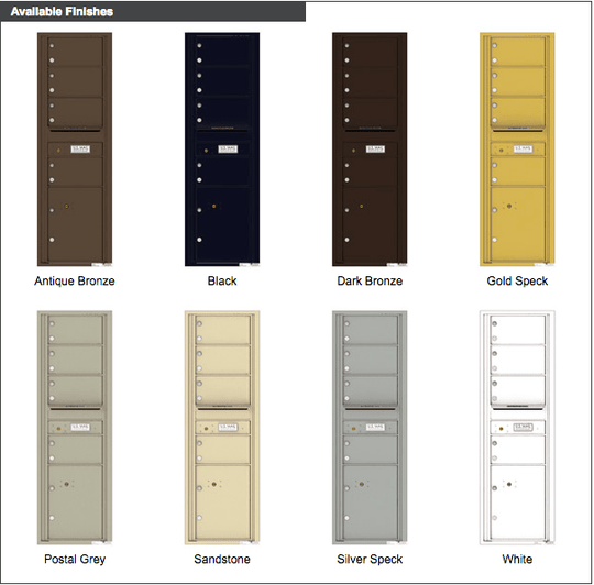 4 Oversized Tenant Doors with 1 Parcel Locker and Outgoing Mail Compartment - 4C Wall Mount 15 - High Mailboxes - 4C15S - 04 - Select Commercial Mailboxes
