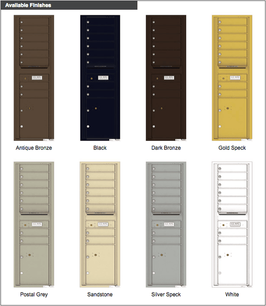 8 Tenant Doors with 1 Parcel Locker and Outgoing Mail Compartment - 4C Wall Mount 15 - High Mailboxes - 4C15S - 08 - Select Commercial Mailboxes