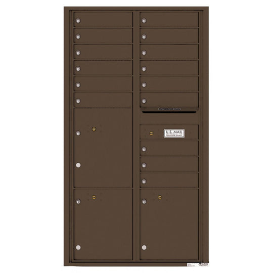 15 Tenant Doors with 3 Parcel Lockers and Outgoing Mail Compartment - 4C Wall Mount Max Height Mailboxes - 4C16D - 15 - Select Commercial Mailboxes