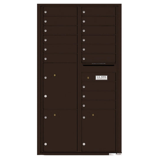15 Tenant Doors with 3 Parcel Lockers and Outgoing Mail Compartment - 4C Wall Mount Max Height Mailboxes - 4C16D - 15 - Select Commercial Mailboxes