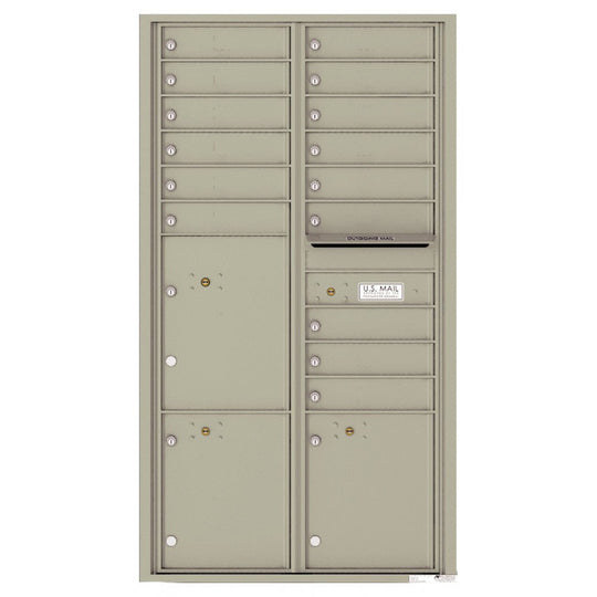 15 Tenant Doors with 3 Parcel Lockers and Outgoing Mail Compartment - 4C Wall Mount Max Height Mailboxes - 4C16D - 15 - Select Commercial Mailboxes