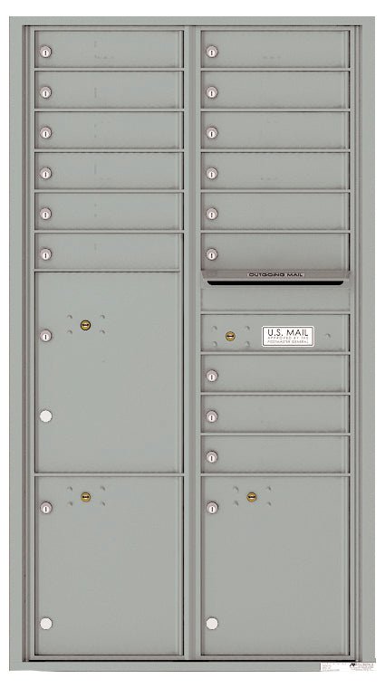 15 Tenant Doors with 3 Parcel Lockers and Outgoing Mail Compartment - 4C Wall Mount Max Height Mailboxes - 4C16D - 15 - Select Commercial Mailboxes