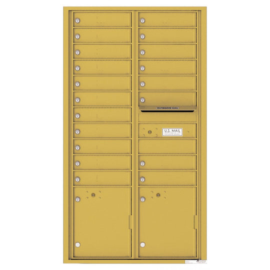 19 Tenant Doors with 2 Parcel Lockers and Outgoing Mail Compartment - 4C Wall Mount Max Height Mailboxes - 4C16D - 19 - Select Commercial Mailboxes