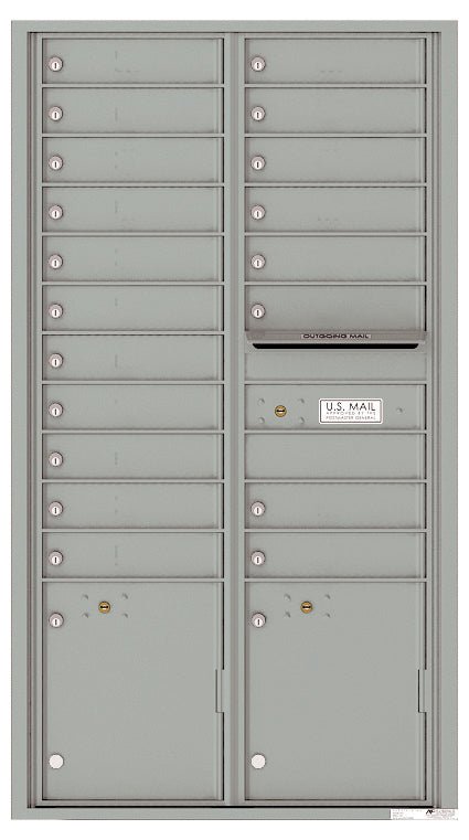 19 Tenant Doors with 2 Parcel Lockers and Outgoing Mail Compartment - 4C Wall Mount Max Height Mailboxes - 4C16D - 19 - Select Commercial Mailboxes