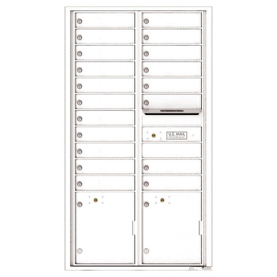 19 Tenant Doors with 2 Parcel Lockers and Outgoing Mail Compartment - 4C Wall Mount Max Height Mailboxes - 4C16D - 19 - Select Commercial Mailboxes
